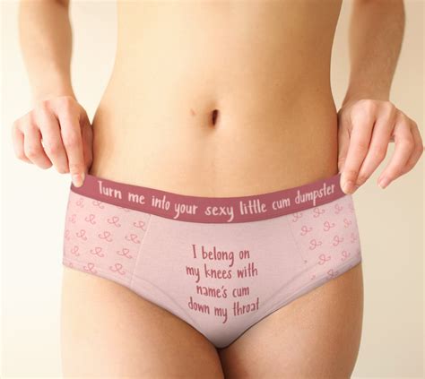 Personalized Text Panties For Girlfriend Cum Dumpster Custom Text Panty Cum Panties Custom