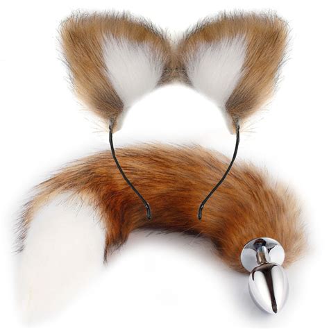 Fox Tail Anal Plug With Hairpin Bdsm Toy Flirting Metal Butt Plug Tail Sex Toys For Woman Man