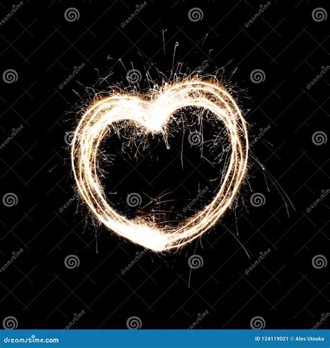 Heart From Sparklers Love Sparks Celebration Concept Stock Image