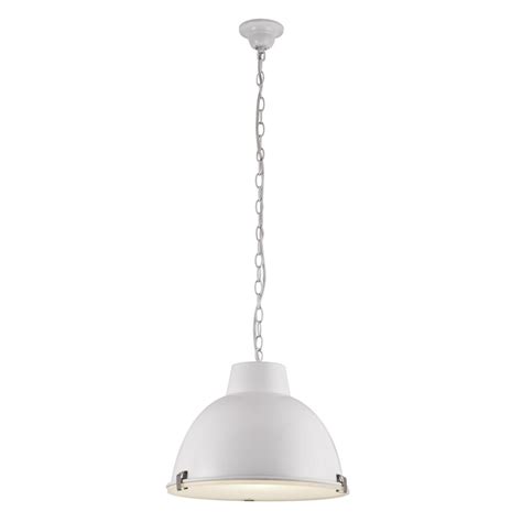 This single pendant light brightens up your space in a crisp, contemporary style. BAZZ 1-Light White Industrial Pendant with White Metal Shade-P14321WH - The Home Depot