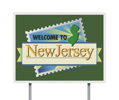 Welcome To New Jersey Road Sign Stock Vector Illustration Of Message