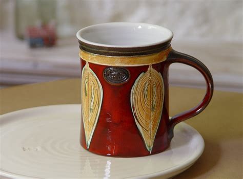 Christmas T Large Pottery Mug Handmade Red Ceramic Mug 18