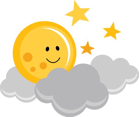 Download Cute Moon With Clouds And Stars 0 Clouds And Stars Clipart