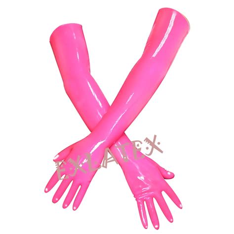 latex gloves unisex fitness gloves long sleeve gloves latex rubber pink long gloves club outfits