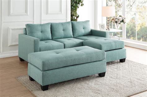He 9789tl 3lc 2 Pc Phelps Teal Textured Fabric Reversible Sectional