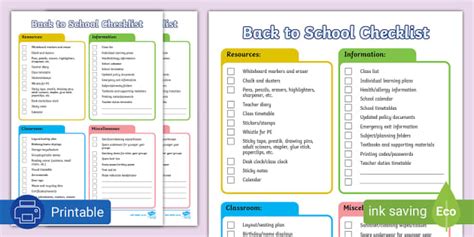 Teacher Organisation Back To School Checklist For Teachers