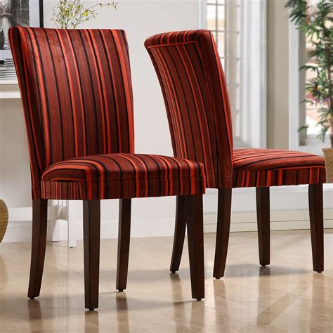 Have To Have It Homelegance Royal Red Striped Design Fabric Parson