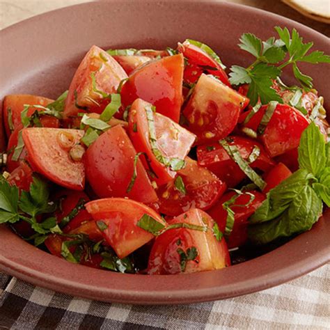 Marinated Tomato Salad With Herbs Recipe Marinated Tomatoes Herb Recipes Food Network Recipes