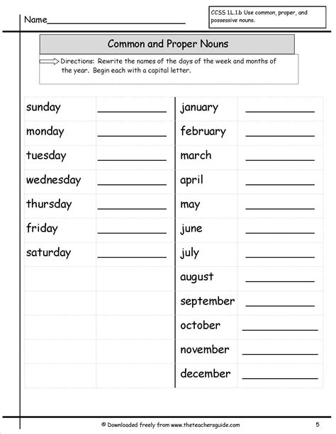 Proper And Common Nouns Worksheet Grade 4