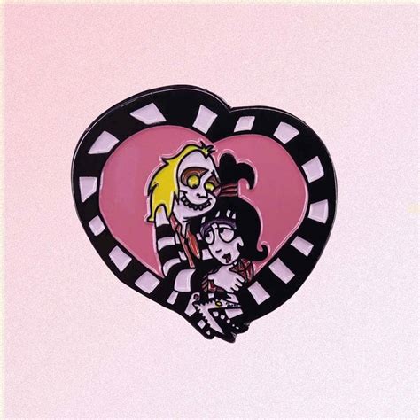 Beetlejuice And Lydia Heart Enameled Pin Goth Aesthetic Shop