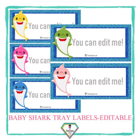 Baby Shark Theme Name Tags Editable The Teacher Hero