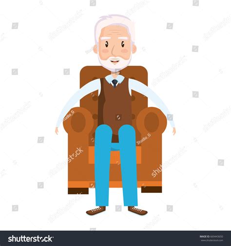 Cute Grandfather Sitting On Couch Avatar Stock Vector Royalty Free 669443650 Shutterstock