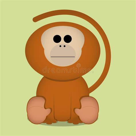 Historieta Titi Monkey Sitting Isolated Lindo Del Vector Ilustración