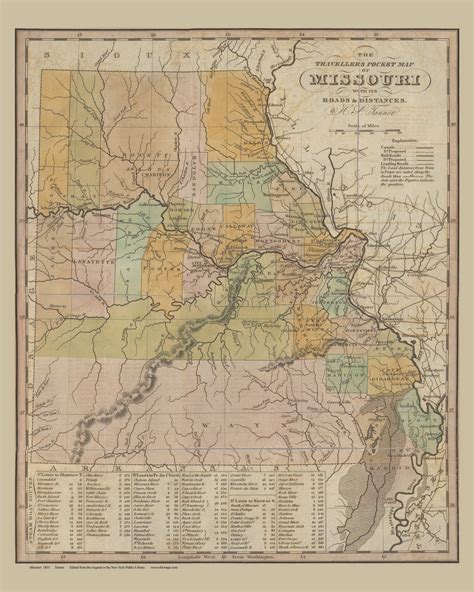 Missouri 1831 Tanner Old State Map Reprint Old Maps