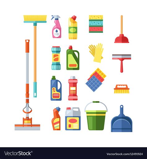 House Cleaning Tools Royalty Free Vector Image