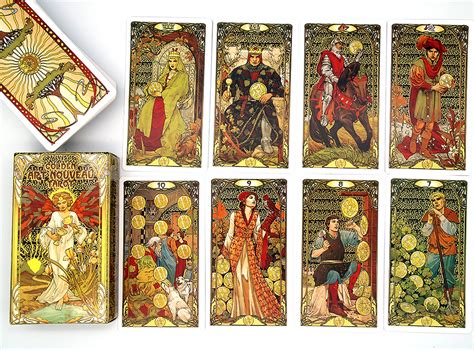 Golden Art Nouveau Tarot Deck 78pcs Tarot Cards Size Etsy