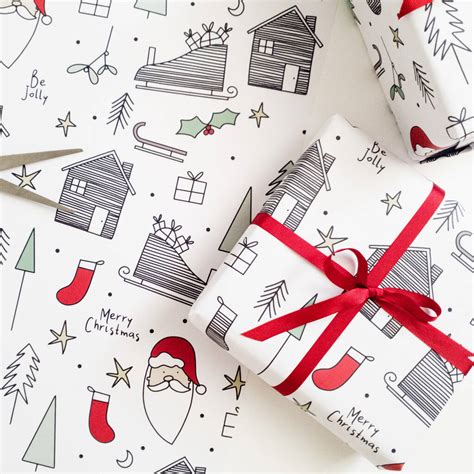 Festive Christmas Wrapping Paper By Little Duo