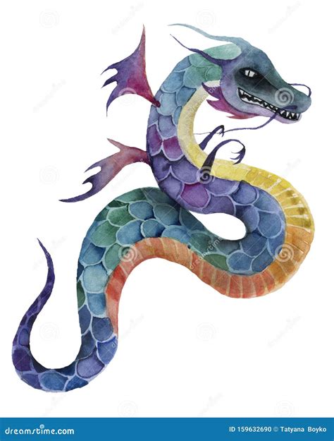 Watercolor Dragon Stock Photo Image Of Astrology Green 159632690