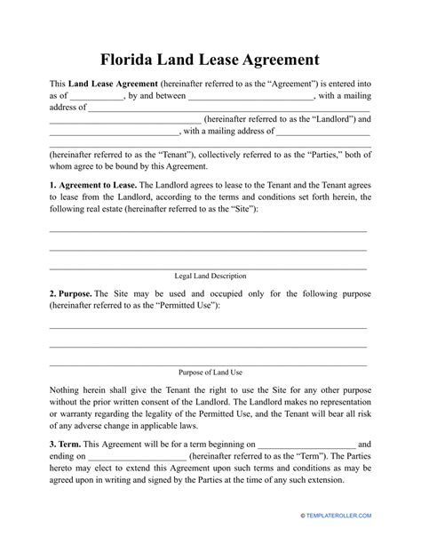 Florida Land Lease Agreement Template Fill Out Sign Online And