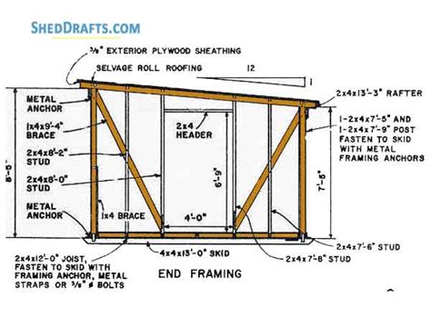 12×12 Large Lean To Shed Building Plans