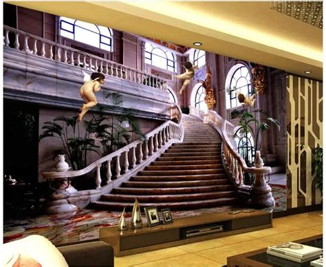Custom Photo 3d Wallpaper Non Woven Mural European Angel Stairs Tv
