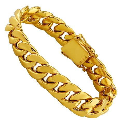 10k Hollow Yellow Gold Mens Cuban Bracelet 15 Mm Avianne Jewelers