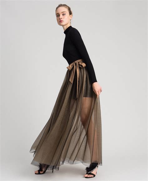 Long Tulle Skirt Woman Black Twinset Milano