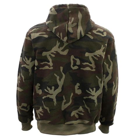 Fil Adult Mens Camo Pullover Hoodie Fleeced Camouflage Military Print