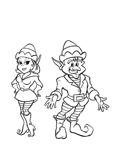 Cute Christmas Elves Coloring Pages Coloring Pages