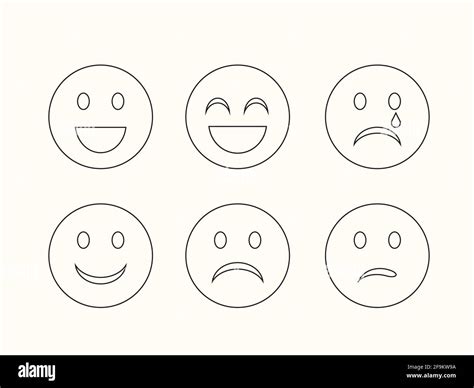 Set Di Emoticon Di Base Set Di Emoticon Di Base In Design Piatto Cute Cartoon Face Emotion