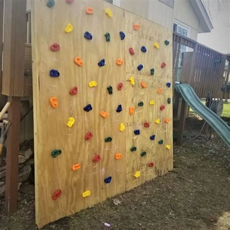 A Childs Climbing Wall In The Backyard