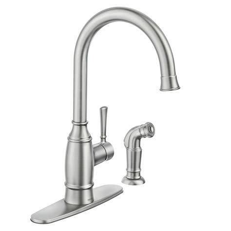 As the #1 faucet brand in north america, moen offers a diverse selection of thoughtfully designed kitchen and bath faucets, showerheads. MOEN Noell Single-Handle Standard Kitchen Faucet with Side ...