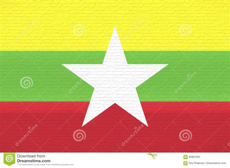 Flag of Myanmar Wall. stock illustration. Illustration of southeast ...