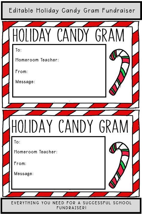 Printable candy bar wrappers (download link is available at the bottom of this post). Holiday Candy Gram- EDITABLE | Candy grams, Holiday candy, School fundraisers