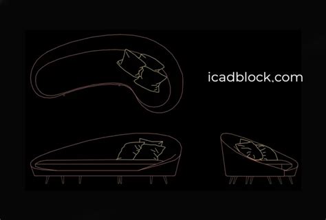 Curved Sofa Cad Block In Autocad Icadblock