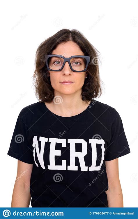 Portrait Of Beautiful Nerd Woman With Eyeglasses Stock Image Image Of