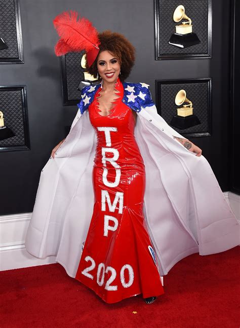 Joy Villa Wears Trump 2020 Dress At The Grammys Political Fashion By Mona Salama