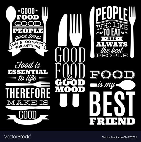 Set Vintage Typographic Food Quotes For Menu Vector Image