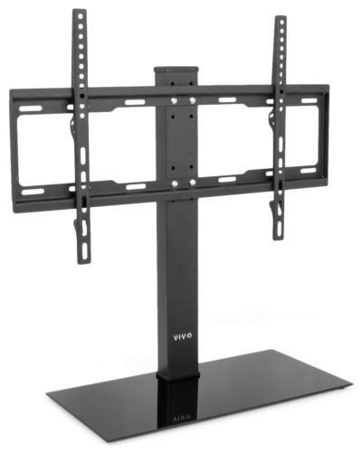 Vivo Black Universal Flat Screen Tv Table Top Stand W Glass Base For