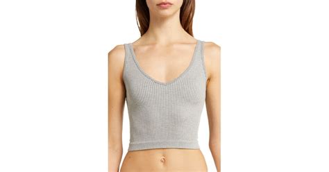 Free People Intimately Fp Solid Rib Brami Crop Top In Gray Lyst