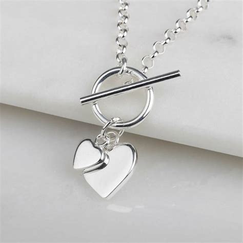Solid Silver Double Heart Charm Necklace By Nest Gifts