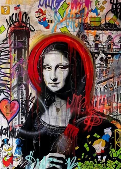 Modern Graffiti Funny Mona Lisa Posters Art Parody Graffiti Wall Art