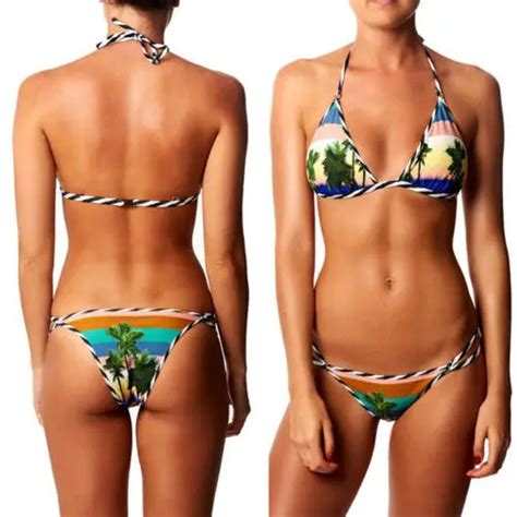Itfabs 2017 Summer Womens Printing Bikini Sexy Swimsuit Set Bathsuit Swimwear Push Up High