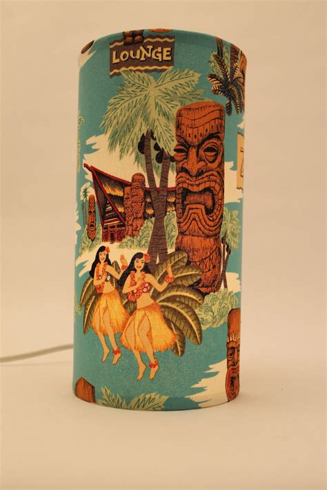 New Tiki Lounge Style Hula Lamp Hawaiian Retro Shade Atomic Mid Century