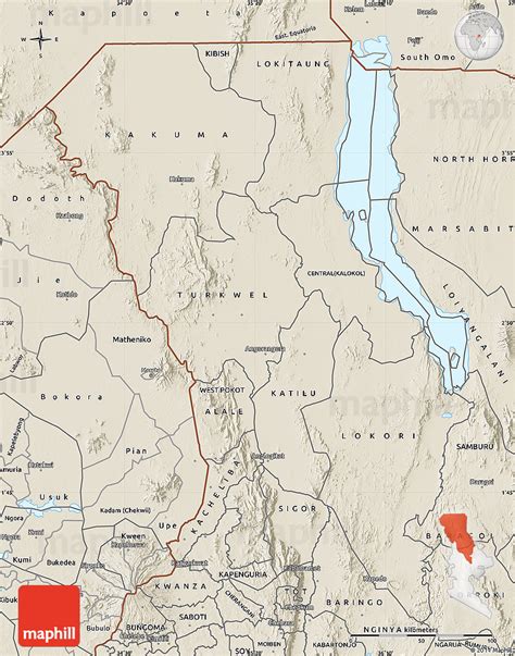 Shaded Relief Map Of Turkana