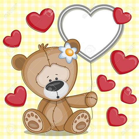 Tarjeta de San Valentín con el oso de peluche con corazones Foto de archivo