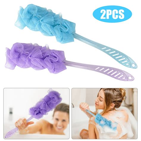2 1pack Bath Sponge With Handle Shower Loofah Brush Back Cleaning Scrubber 17 Long Curved
