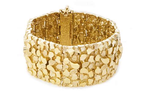 14k gold 35mm havey nugget bracelet 8 1 2 inches