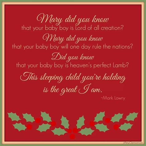 Mary Did You Know Lyrics By Mark Lowry Christmas ~ Noel