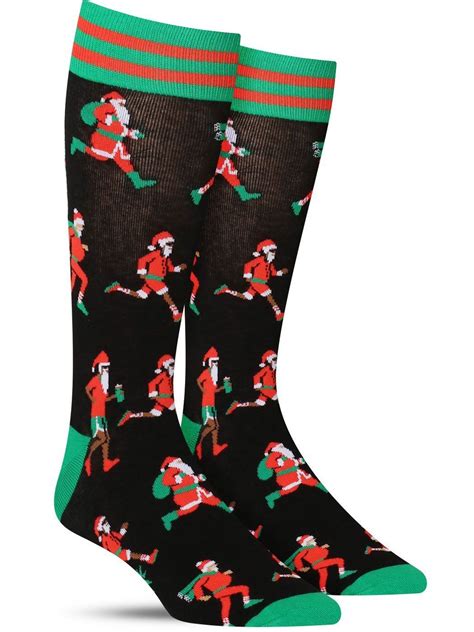 Santa Run Christmas Socks Mens Comfy Socks Socks Funky Socks